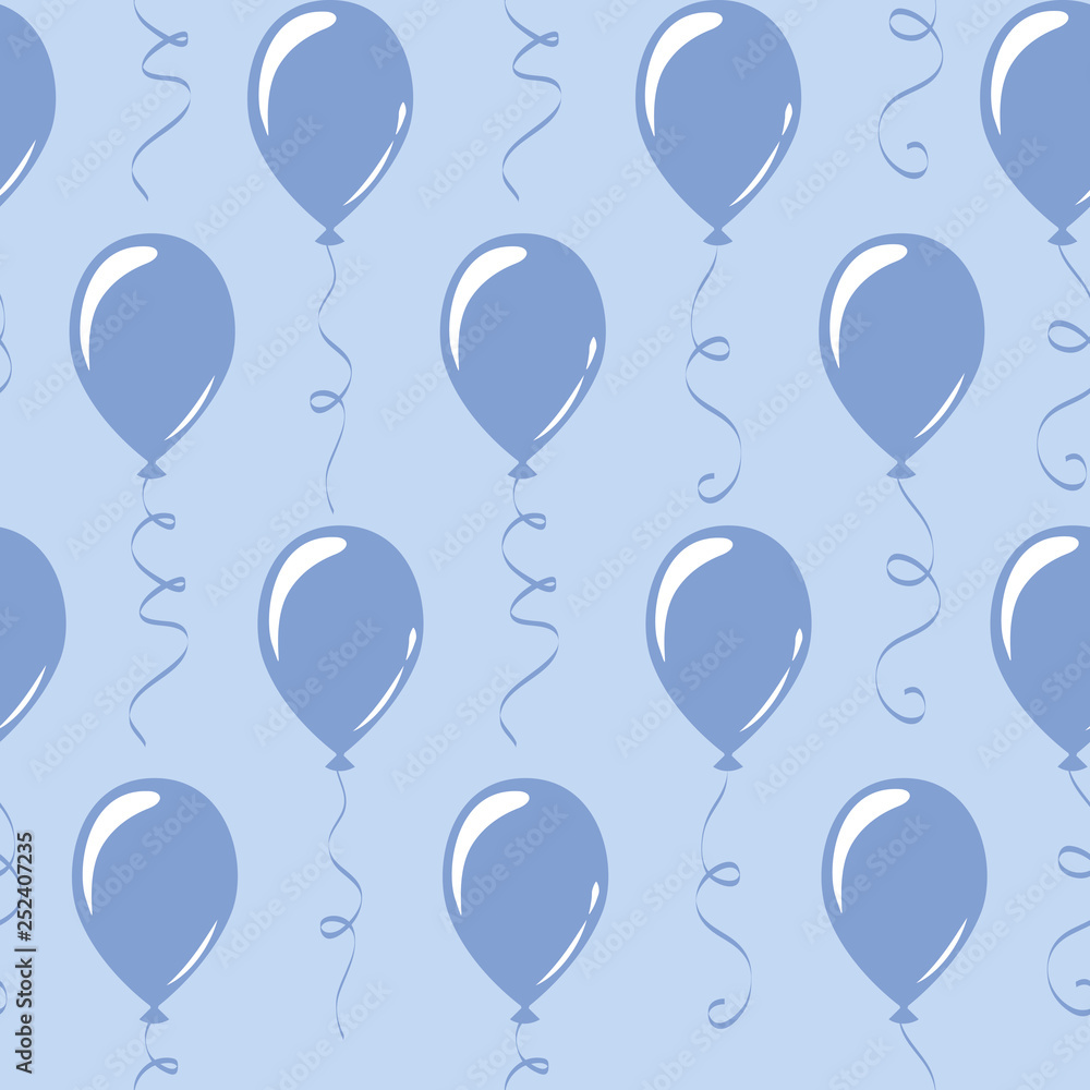 seamless pattern blue party balloons vector illustration EPS10