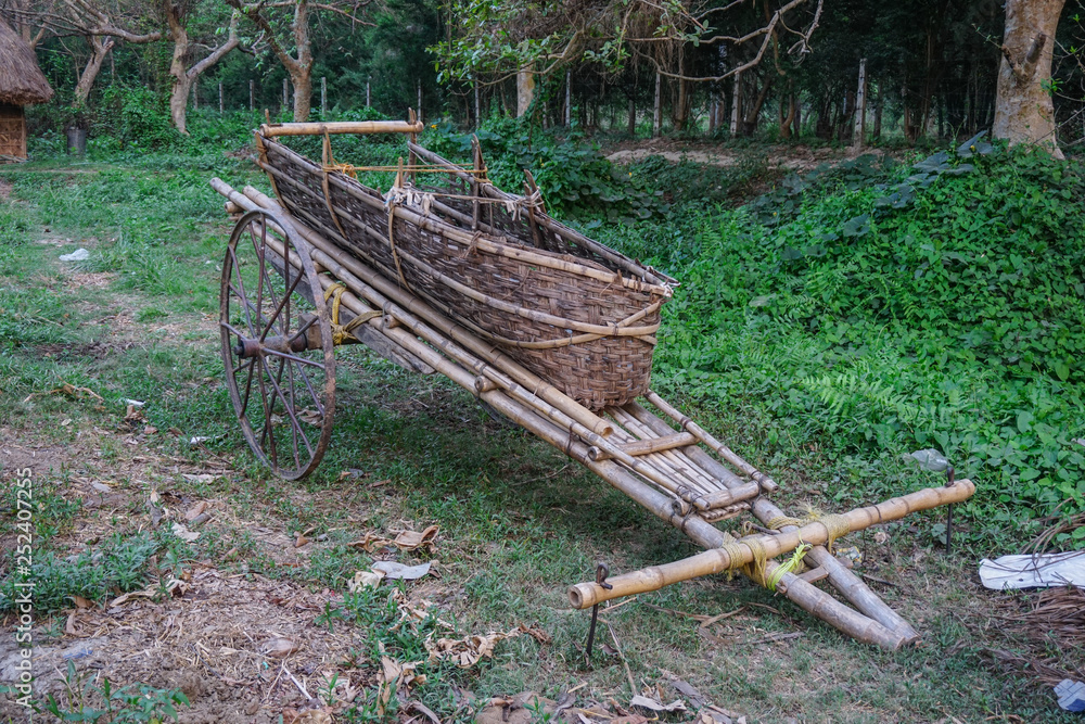 Bamboo wagon in the village of Mayapur. India