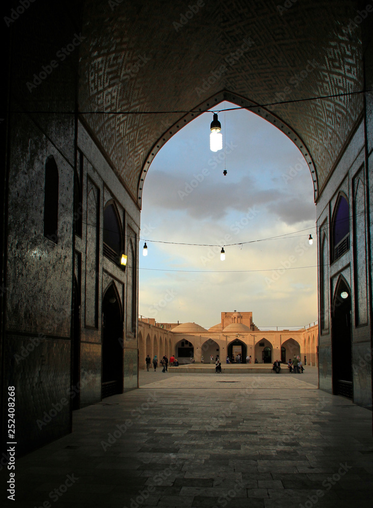 Entering Jameh mosque in Yazd, Iran