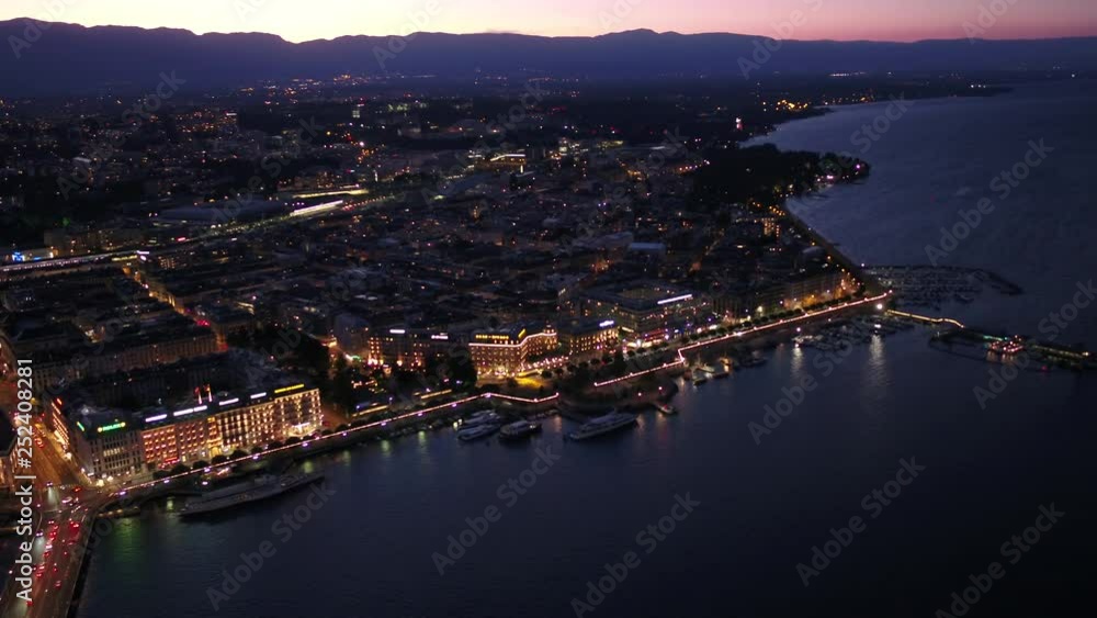 Aerial Switzerland Geneva June 2018 Night 30mm 4K Inspire 2 Prores Aerial video of downtown Geneva in Switzerland at night Aerial Switzerland Geneva June 2018 Night 30mm 4K Inspire 2 Prores Aerial video of downtown Geneva in Switzerland at night