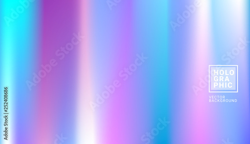 Holographic Vector Background. Iridescent Foil. Glitch Hologram. Pastel neon rainbow. Ultraviolet metallic paper. Template for presentation. Cover to web design. Abstract colorful gradient. - Vector