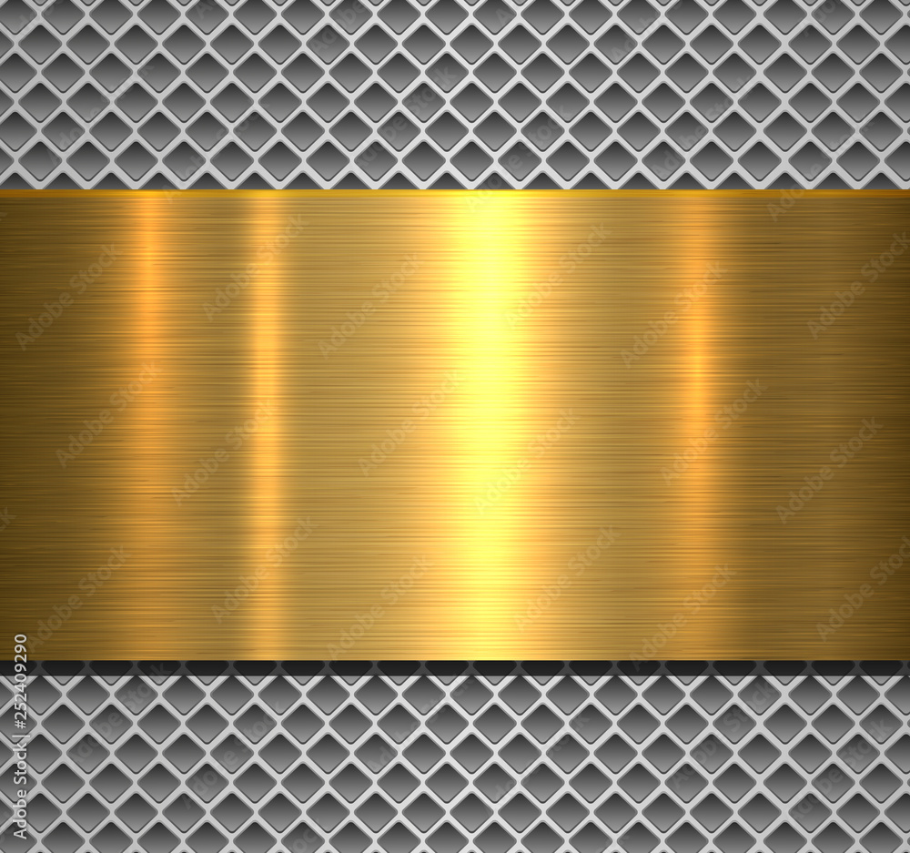 Metallic background silver polished gold texture over perforated