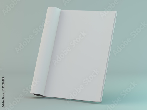 Blank page or notepad for mockup or simulations. 3D
