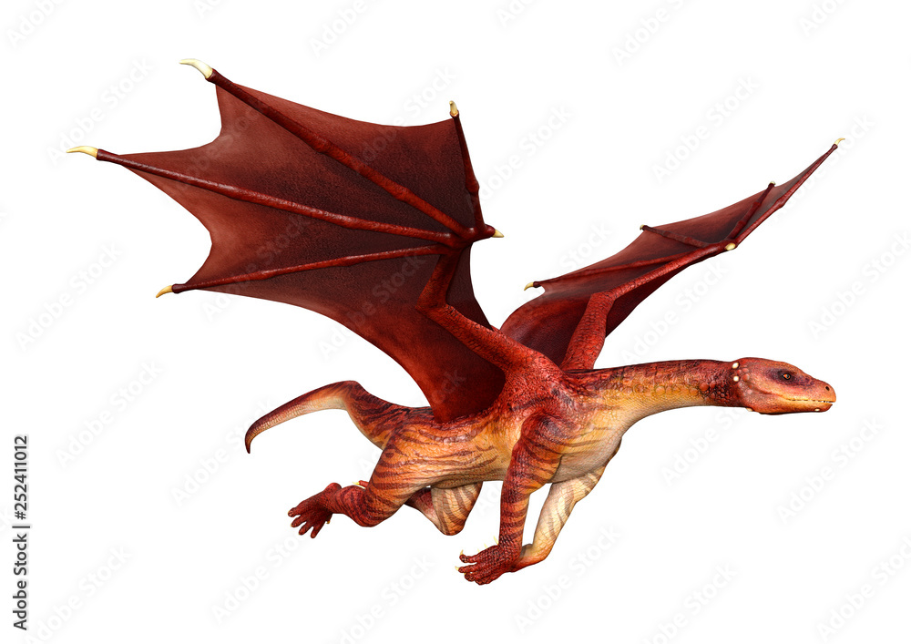 3D Rendering Fairy Tale Dragon on White 3D Rendering Fairy Tale Dragon on White