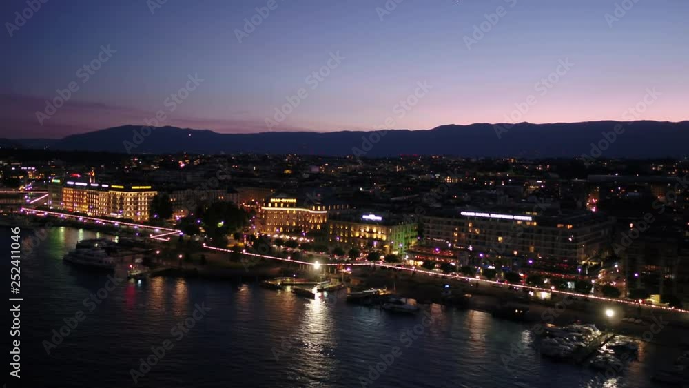 Aerial Switzerland Geneva June 2018 Night 30mm 4K Inspire 2 Prores Aerial video of downtown Geneva in Switzerland at night Aerial Switzerland Geneva June 2018 Night 30mm 4K Inspire 2 Prores Aerial video of downtown Geneva in Switzerland at night