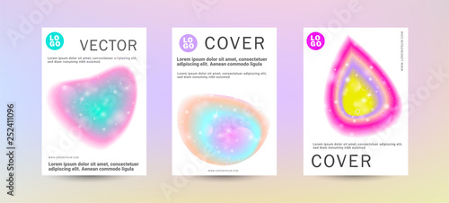 Fluid color abstract space cover set. Sparkle lucid background. Vector illustration of abstract gradient liquid shapes. Modern layout template design - Vector