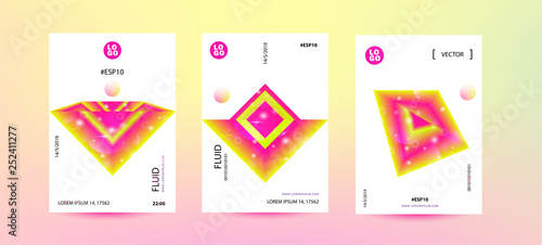 Fluid bright neon color cover set. Sparkle space lucid background. Vector illustration of abstract gradient liquid shapes futuristic design. Modern layout template design - Vector