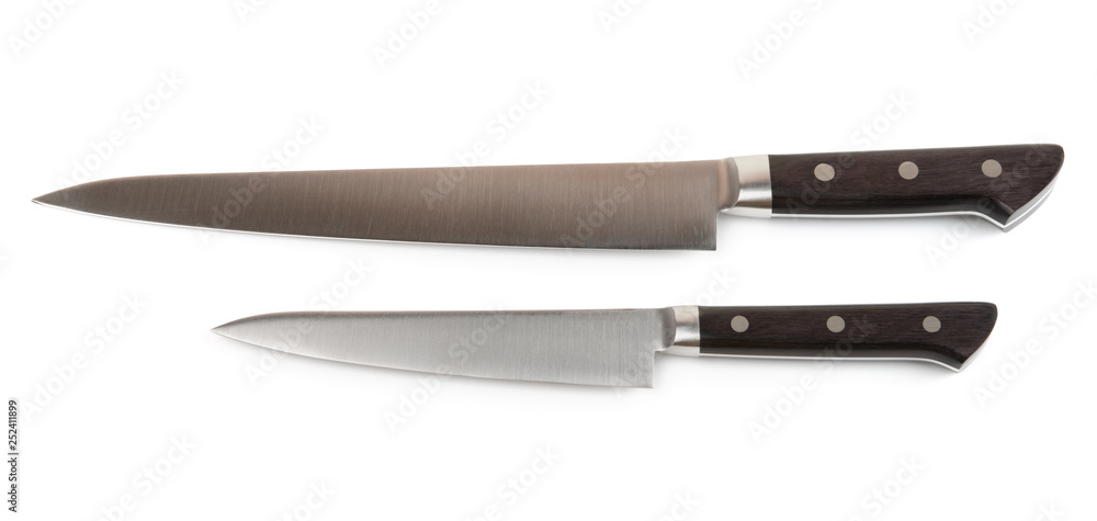 Long and short knives isolated on white Long and short knives isolated on white