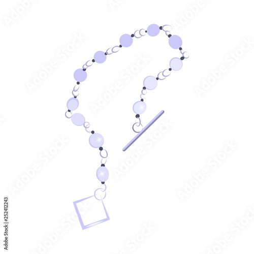Bead necklace. Precious gem, thread, bracelet, clasp. Jewelry concept. Vector illustration can be used for topics like jewelry shop, expensive gift, bijouterie