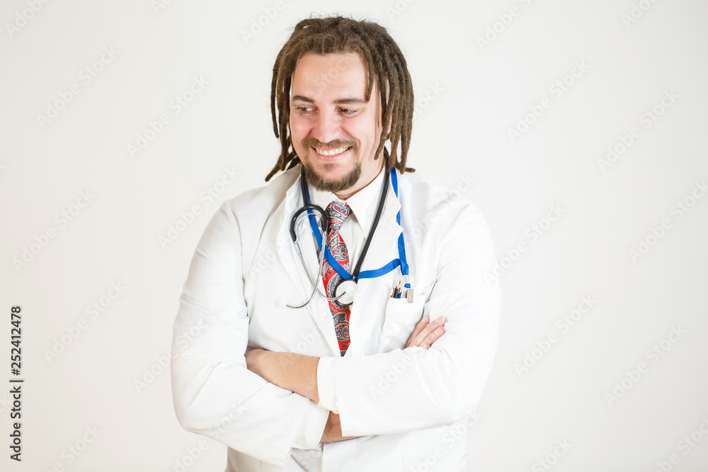A young doctor with dreadlocks and a beard advocates the legalization of the use of marijuana for medical purposes A young doctor with dreadlocks and a beard advocates the legalization of the use of marijuana for medical purposes