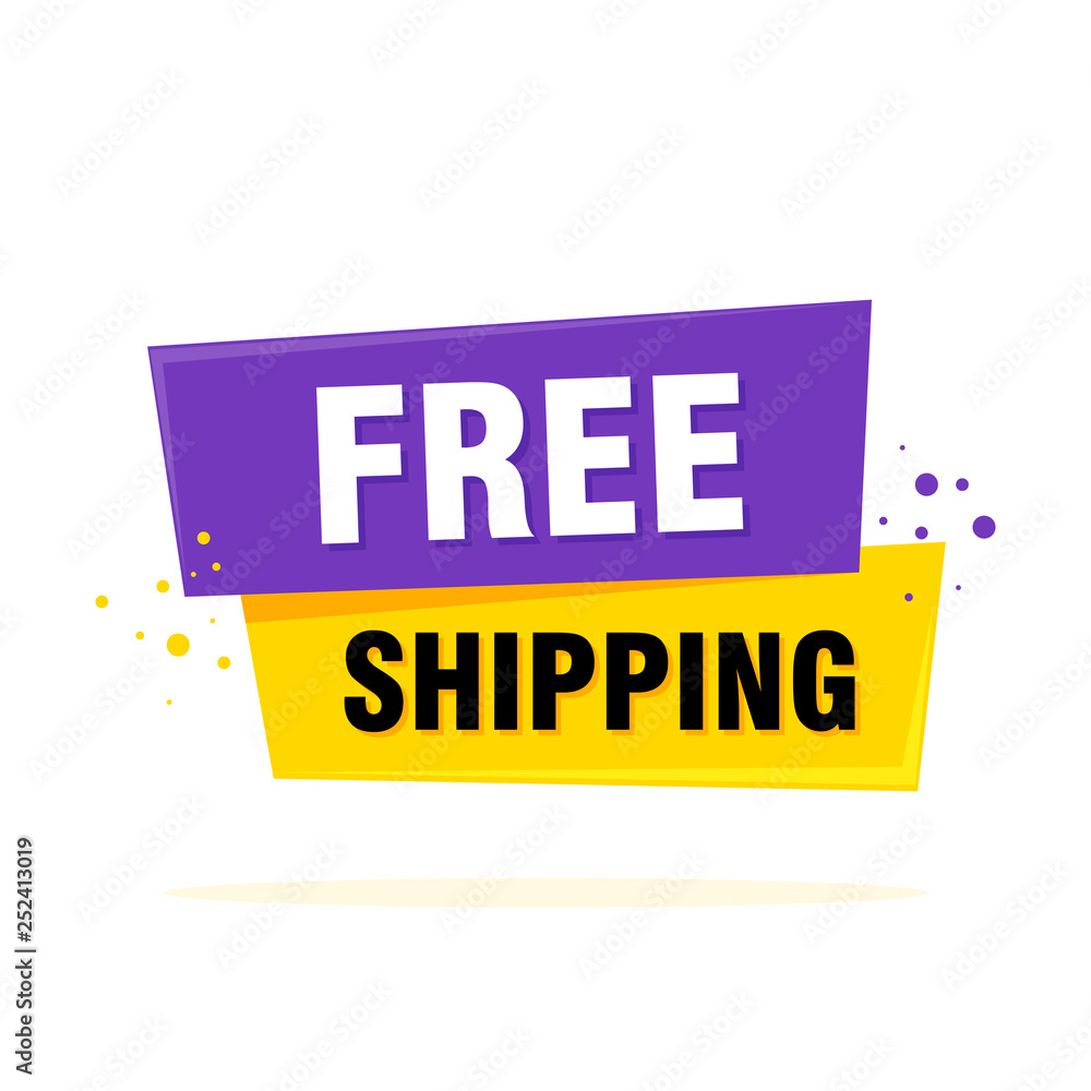 Free shipping Label sign. Origami style banner. Vector illustration Free shipping Label sign. Origami style banner. Vector illustration