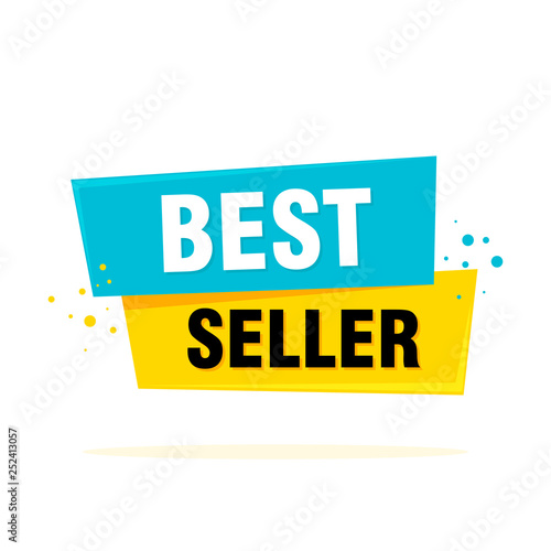 Ribbon banner with text Best seller tag speech bubble. Vector Illustration