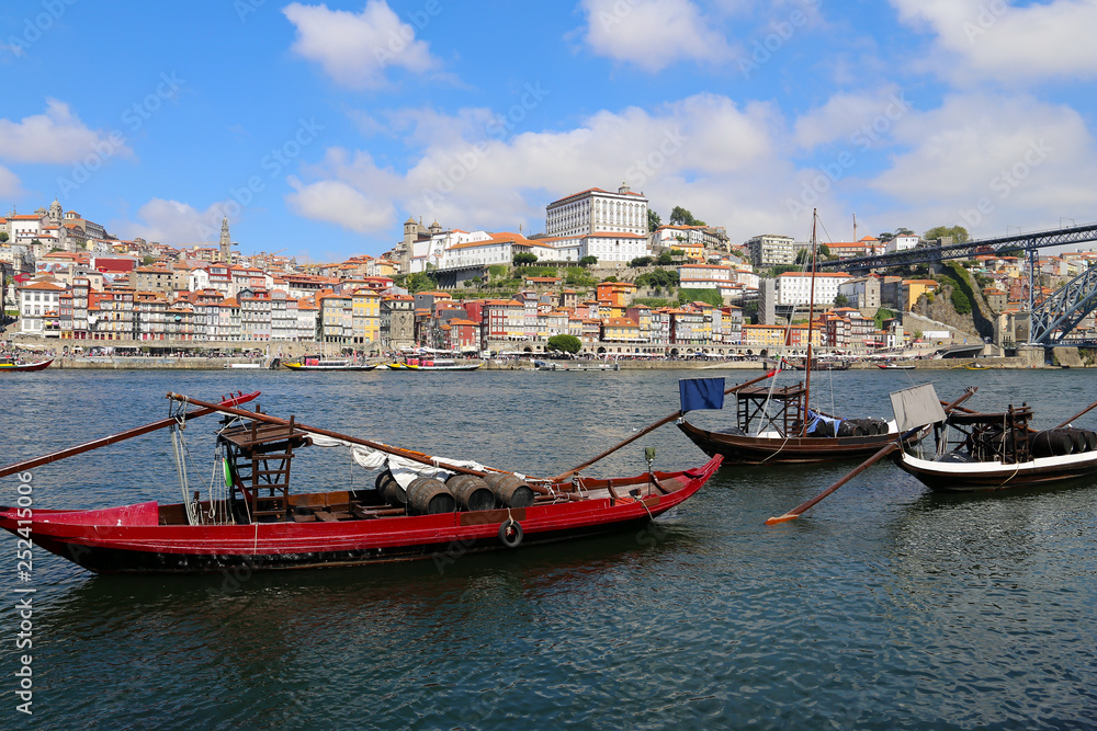 Traditional rabelo boats on the Douro river, Porto