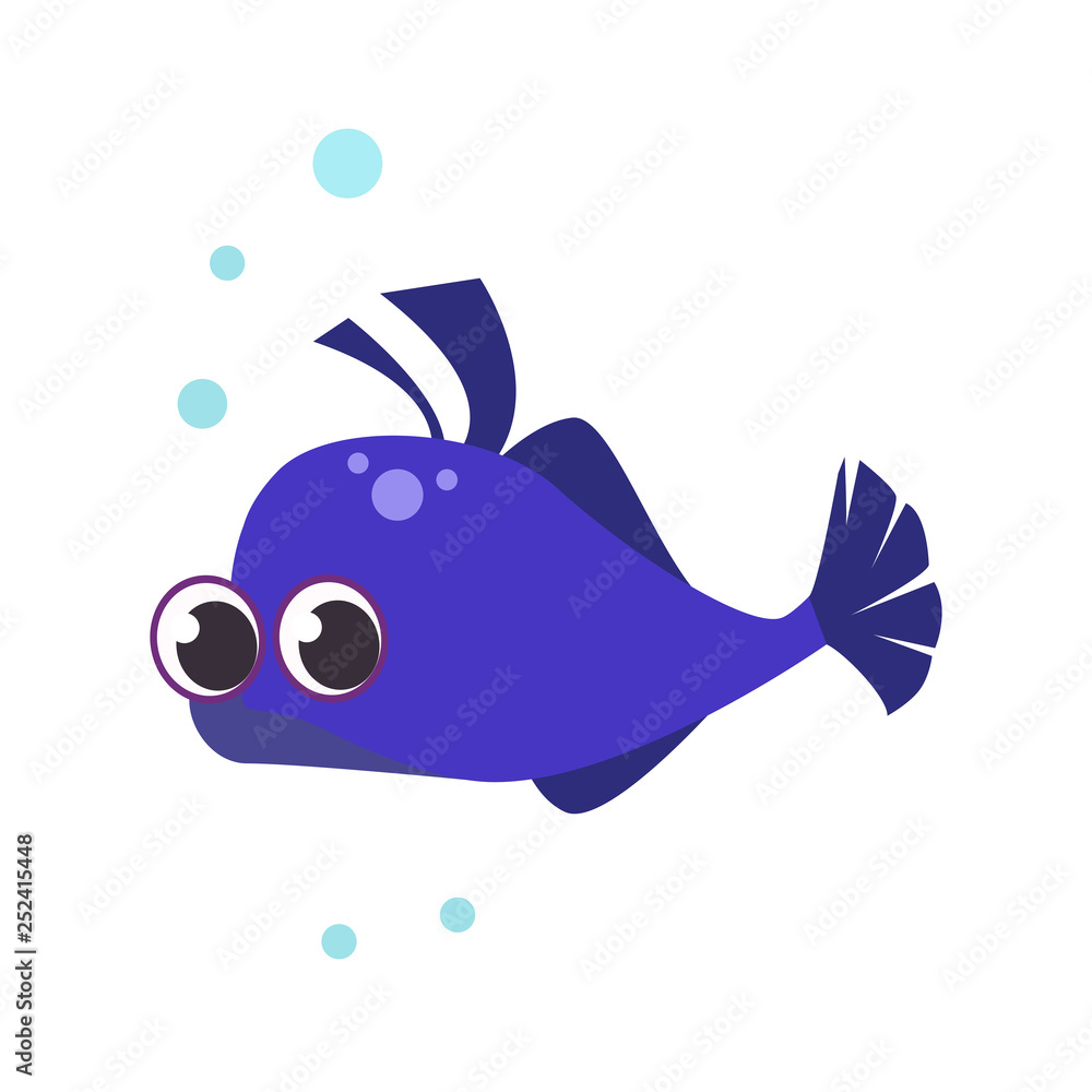 Little blue fish flat icon. Underwater fish, aquarium, pet. Sea cartoon  characters concept. Vector illustration can be used for topics like  animals, marine life, nature Stock Vector | Adobe Stock