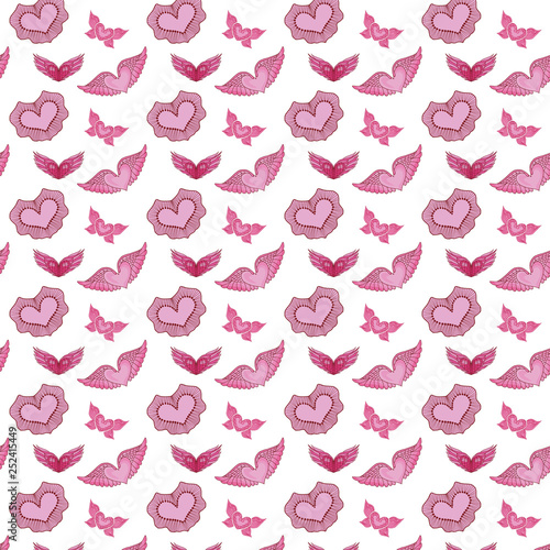 Seamless heart pattern background. Well suited for coatings and fabrics. A lot of small parts, a Doodle. Vector illustration of pink color for design. EPS 10 © nastusha2407