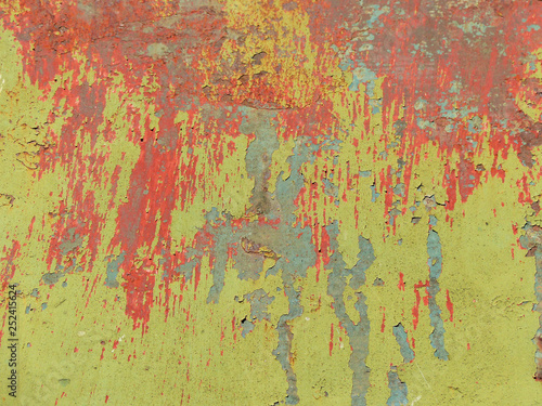 grunge green paint on metal with crack texture