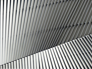 black and white aluminium architecture wall design pattern with light and shadow