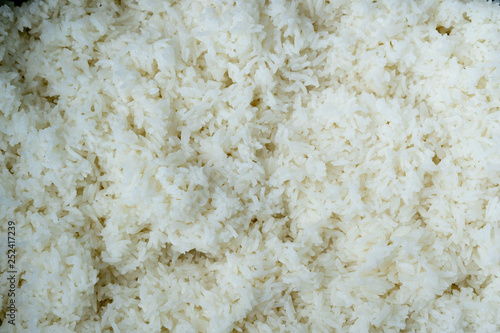 Close up food of cooked rice top view.