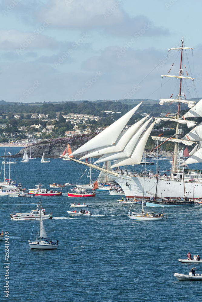 Obraz premium Ship Under Sail at the Tall Ships Festival, Falmouth, Cornwall