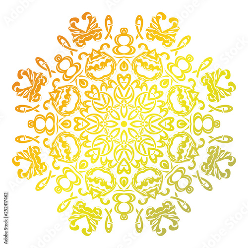 Stencil mandala. Color isolated round ornament, pattern. Vector illustration. Clipart for your design is easy to use.