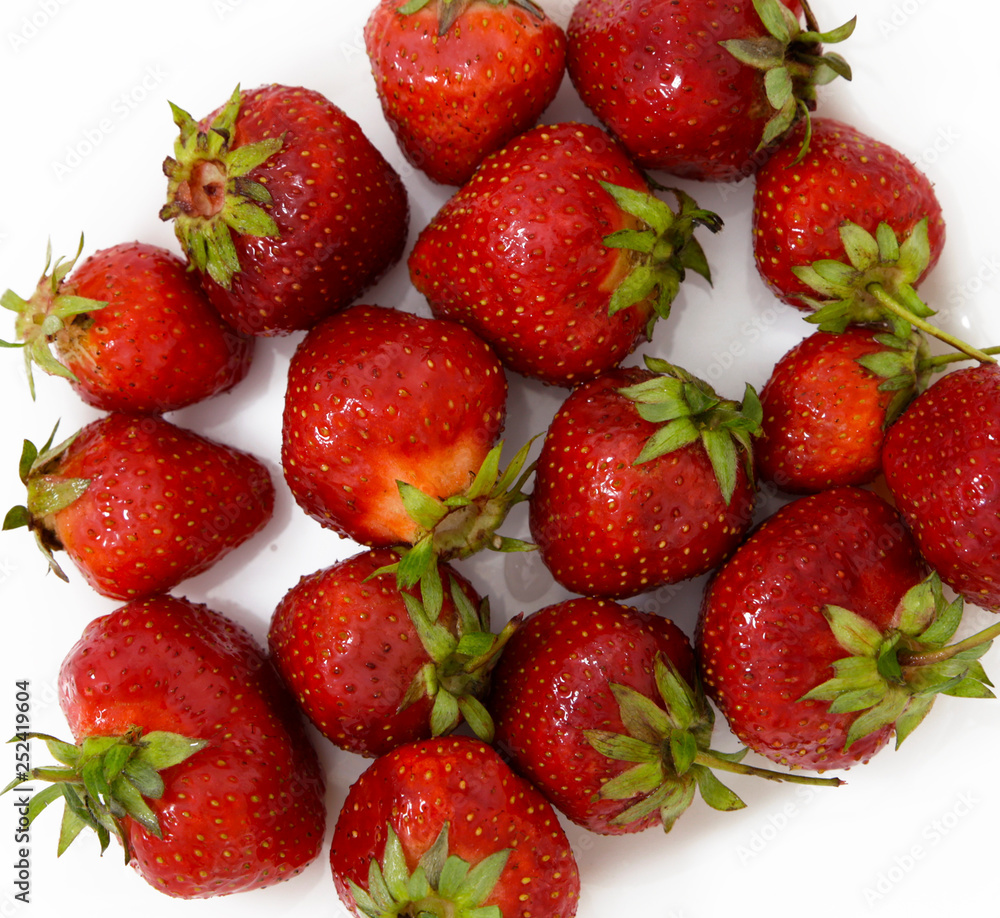 strawberries on white tableware strawberries on white tableware