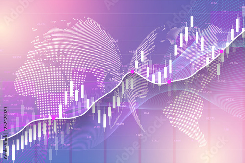 Stock market or forex trading graph chart suitable for financial investment concept. Economy trends background for business idea. Abstract finance background. Vector illustration