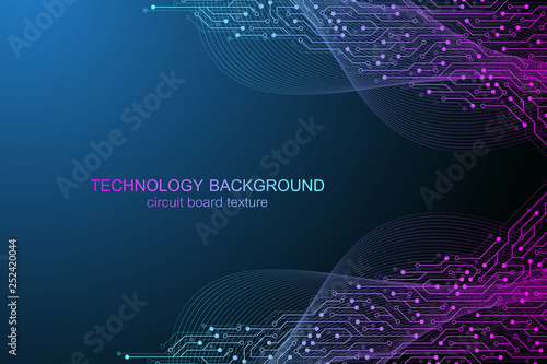 Computer motherboard vector background with circuit board electronic elements. Electronic texture for computer technology, engineering concept. Motherboard integrated computing illustration, Wave flow