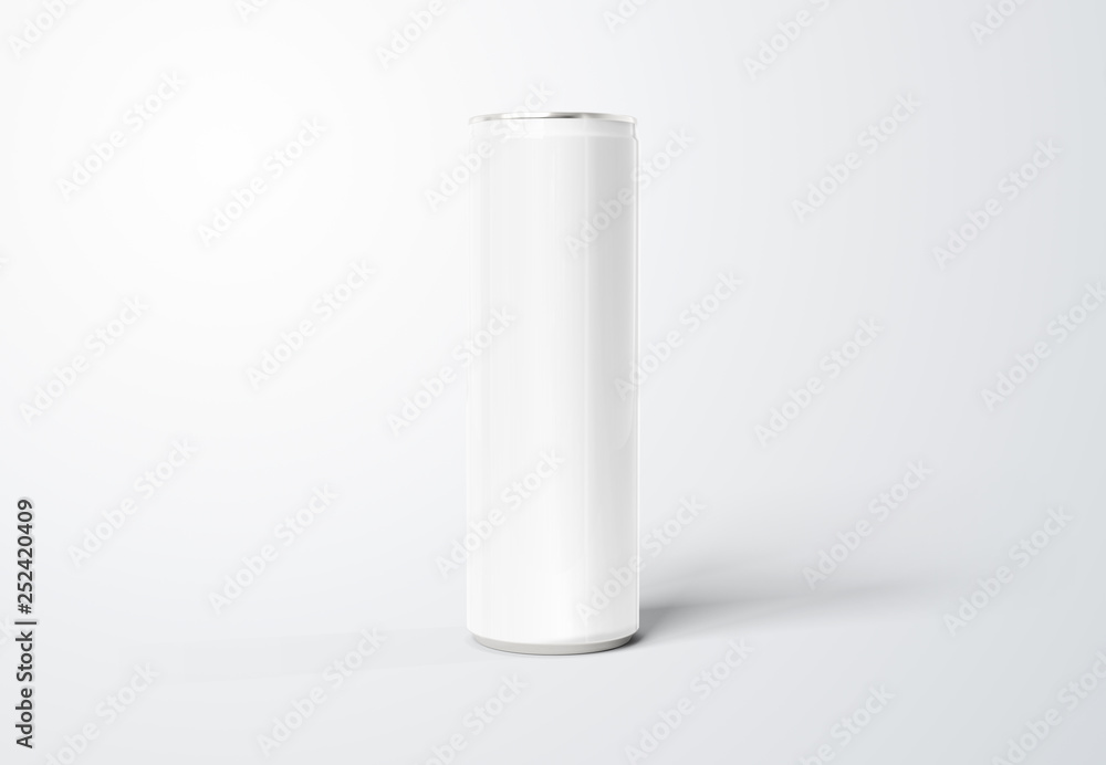 Blank slim soda can mockup on white background 3D rendering Blank slim soda can mockup on white background 3D rendering