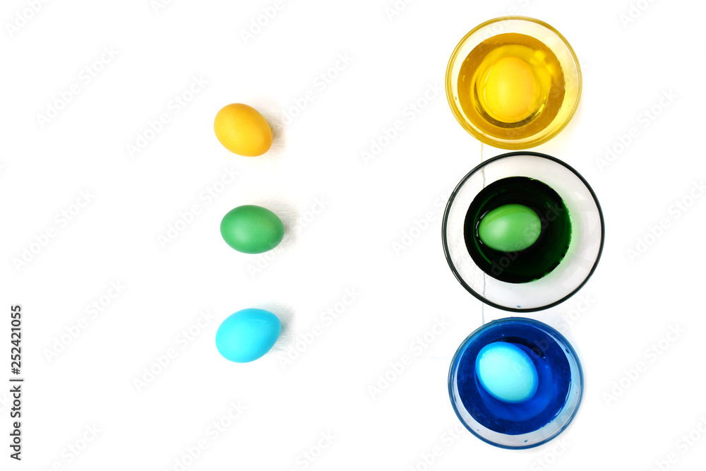 Easter eggs on a white background. Spring holiday. Easter eggs on a white background. Spring holiday.
