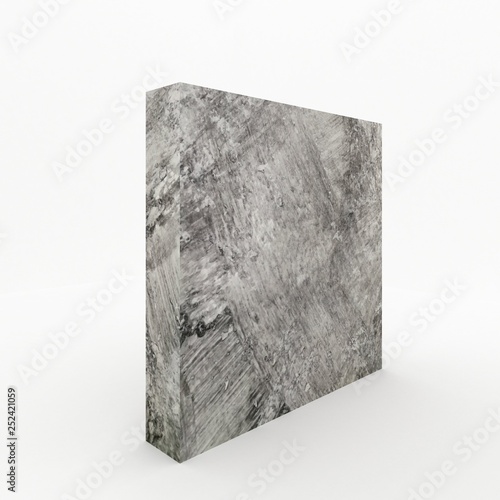 3D Polished concrete Wall perspective isolated on white background, loft style raw cement
