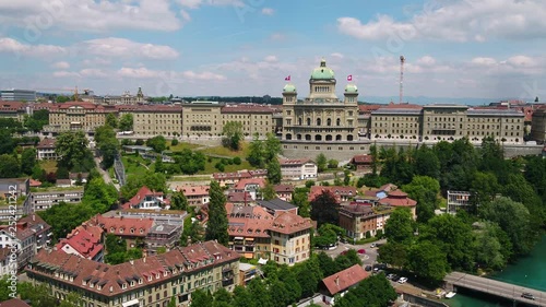 Aerial Switzerland Bern June 2018 Sunny Day 30mm 4K Inspire 2 Prores  Aerial video of downtown Bern in Switzerland on a beautiful sunny day.