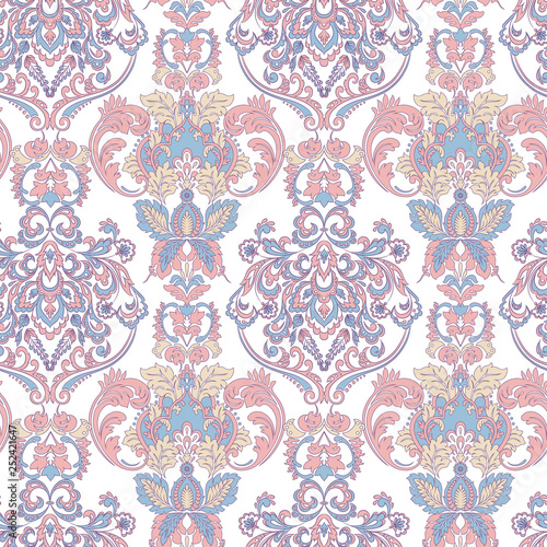 Ornate damask vintage wallpaper. Vector seamless pattern