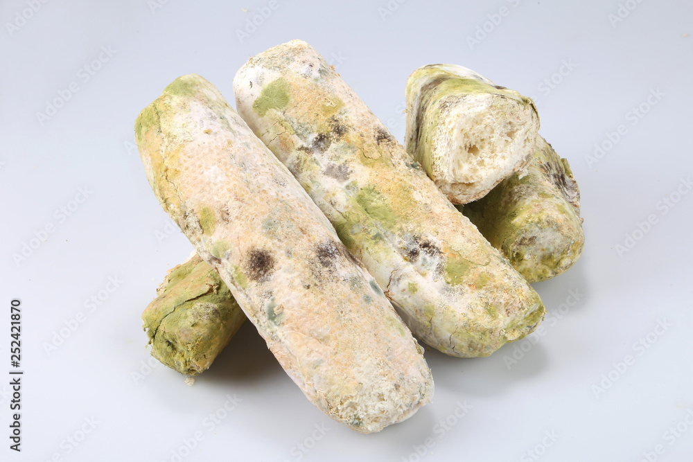 Mildew on bread. Spoiled foods that are harmful to consumption Mildew on bread. Spoiled foods that are harmful to consumption