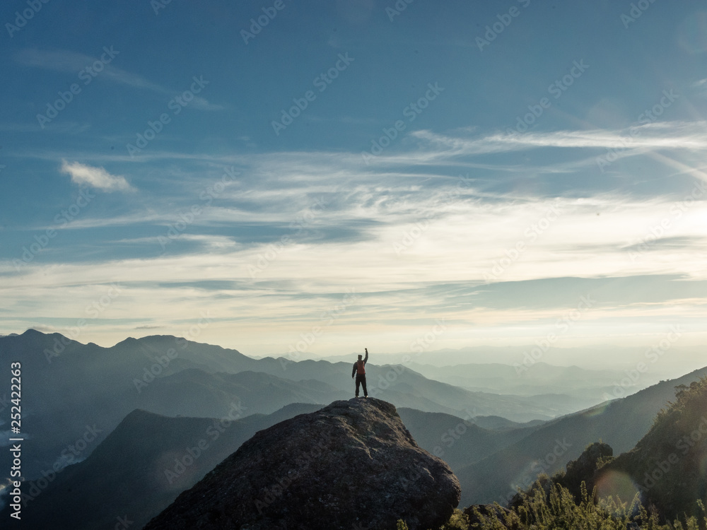 man alone mountains landscape