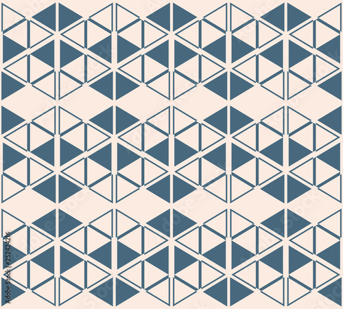 Triangles seamless pattern. Vector abstract geometric texture. Blue and beige