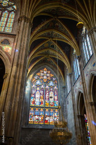 VIENNA  AUSTRIA - AUGUST 11  2017  Interior of the Votive Church in Vienna. The church was consecrated in 1879 and is in Gothic revival style