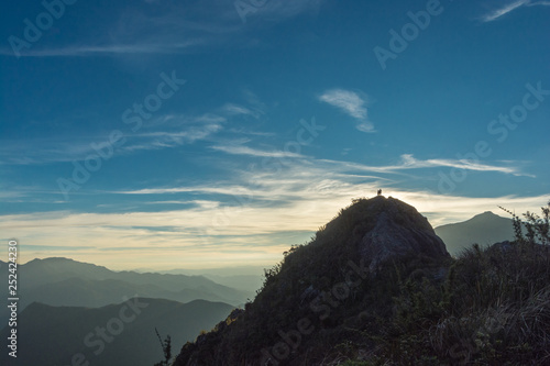 man alone mountains landscape