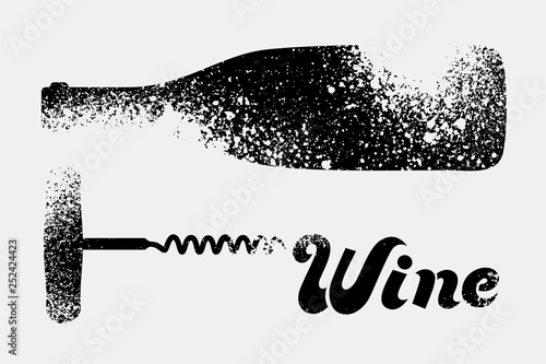 Wine typographical vintage grunge stencil splash style poster design. Retro vector illustration.