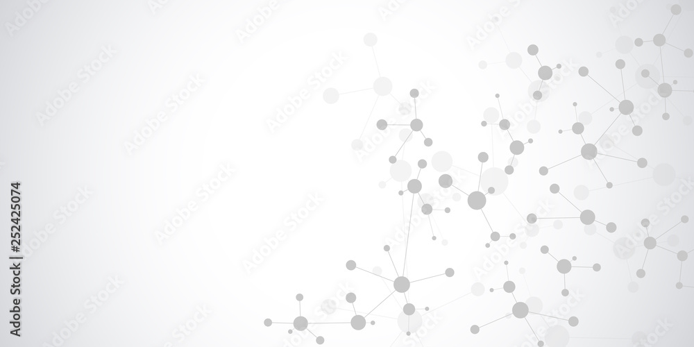 Abstract technology and innovation background with molecular structures and neural network. Molecules DNA and genetic engineering. Technical and scientific concept. Abstract technology and innovation background with molecular structures and neural network. Molecules DNA and genetic engineering. Technical and scientific concept.