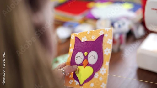 Wallpaper Mural woman crafting colorful felt book Torontodigital.ca