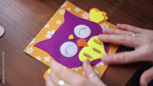 Wallpaper Mural woman crafting colorful felt book Torontodigital.ca