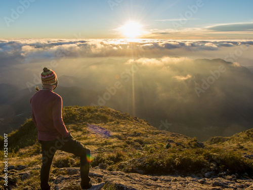 man alone mountains landscape