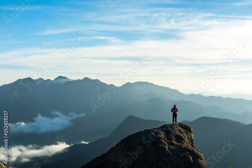 man alone mountains landscape