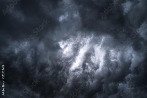 Scary epic sky with menacing clouds. Hurricane wind with a thunderstorm. Stock background, photo © subjob