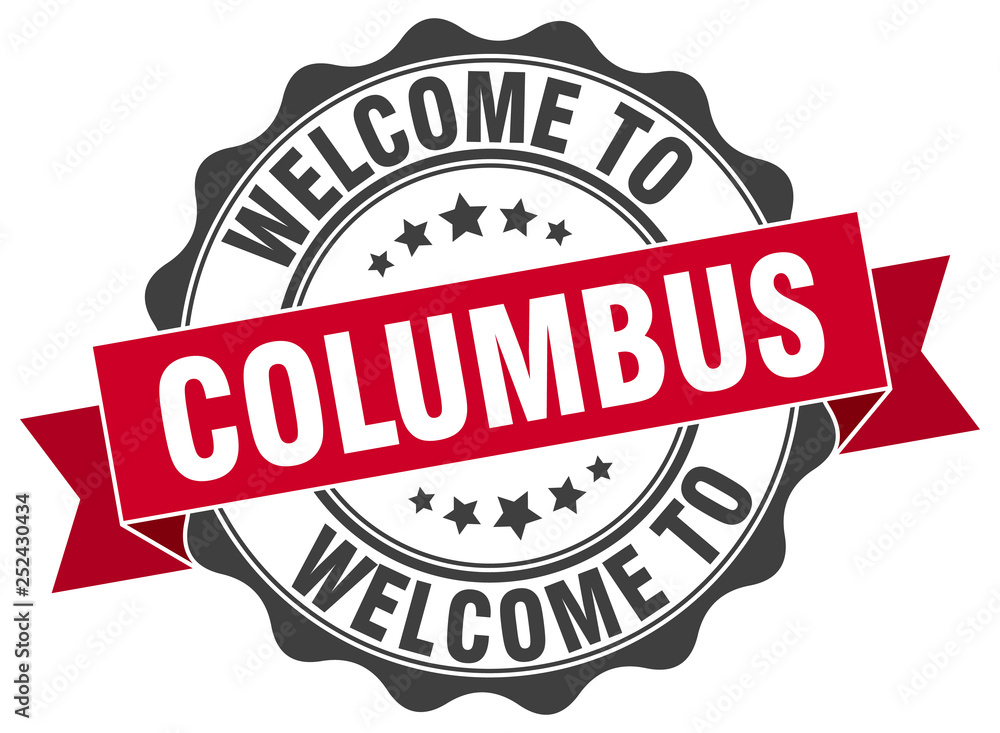 Fototapeta premium Columbus round ribbon seal