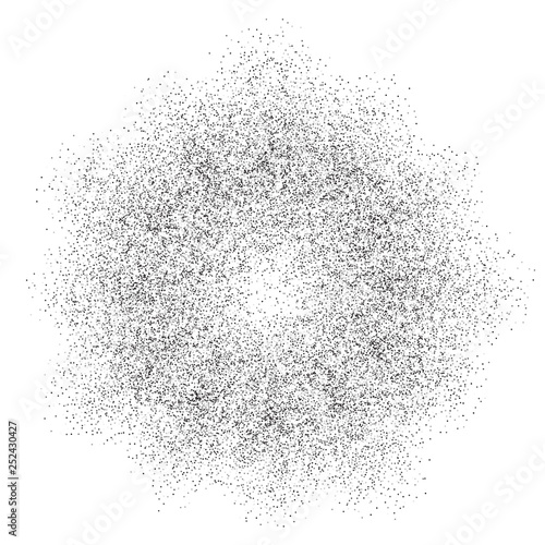 Digital burst pattern with multiple dots. Explosion consist of black particles isolated on white background. Futuristic big data illustration. Abstract dotted concept for galaxy or universe design