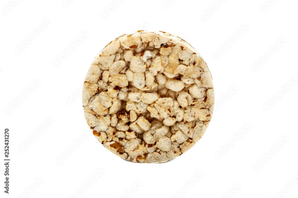 Crispy crispbread with buckwheat, rice and oatmeal isolated on white background. Crisp dietary fitness bread. Food for weight loss. Crispy crispbread with buckwheat, rice and oatmeal isolated on white background. Crisp dietary fitness bread. Food for weight loss.