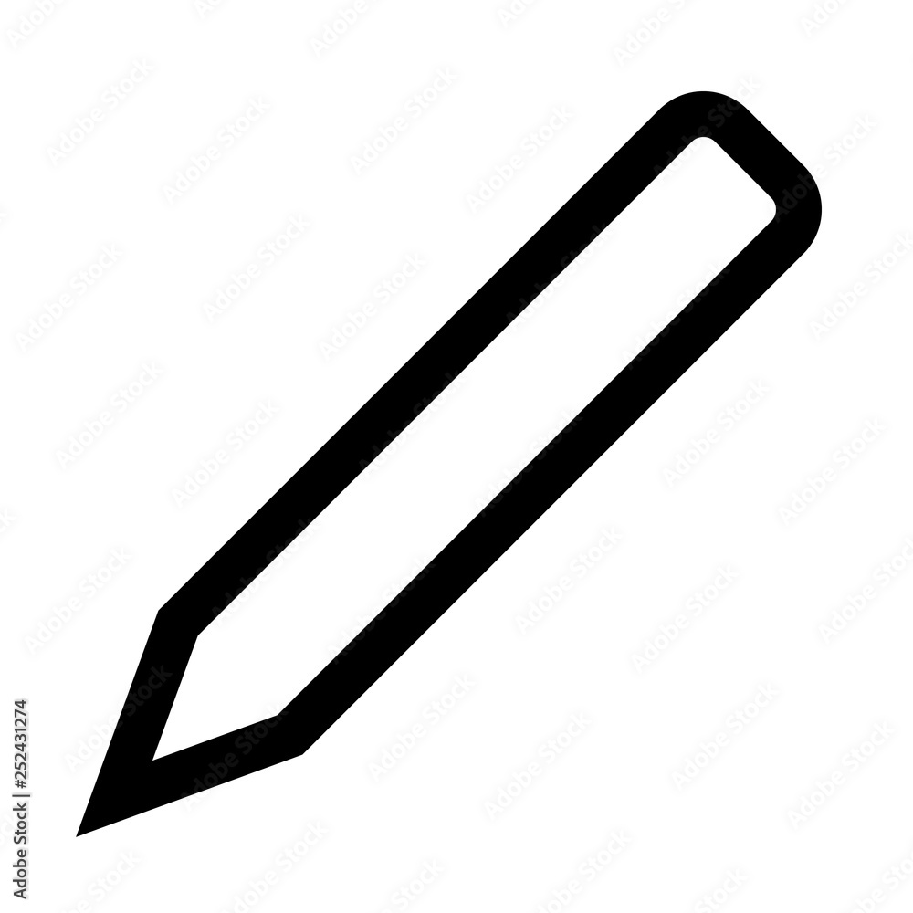 Pencil symbol icon - black simple outline, isolated - vector Pencil symbol icon - black simple outline, isolated - vector