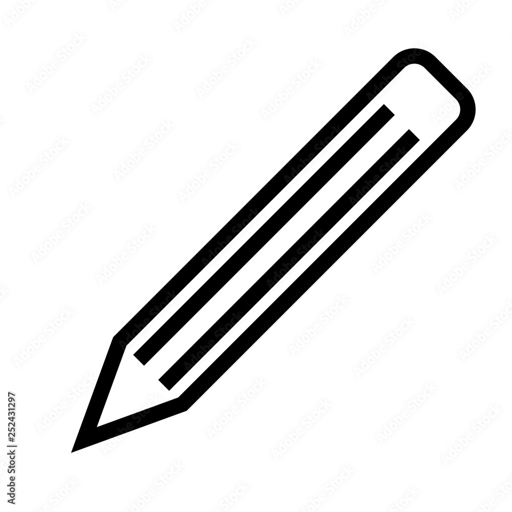 Pencil symbol icon - black simple outline, isolated - vector Pencil symbol icon - black simple outline, isolated - vector