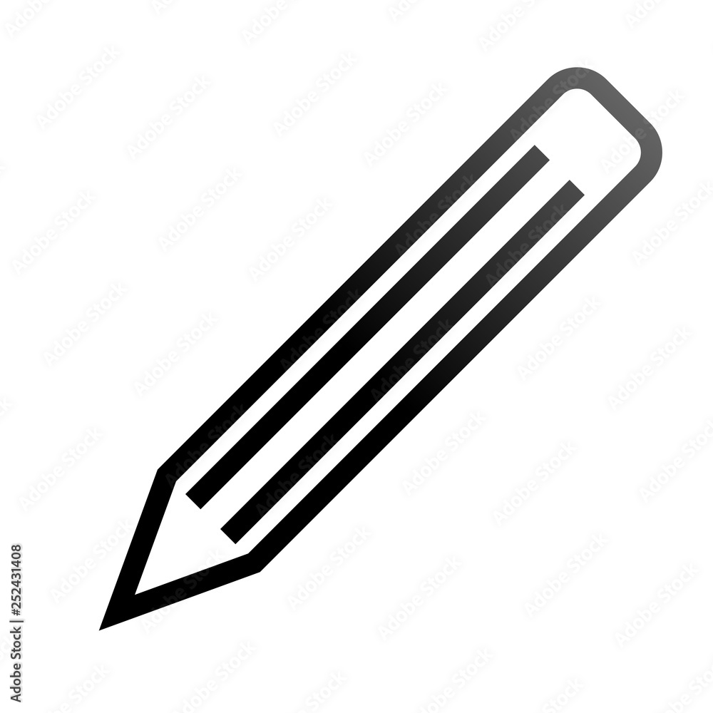 Pencil symbol icon - black gradient outline, isolated - vector Pencil symbol icon - black gradient outline, isolated - vector